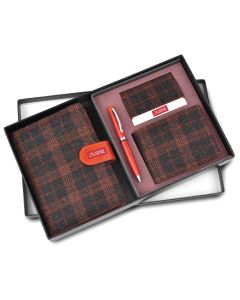 Tweed Tan Set Of 4: Multi Use Passport Holder, Wallet, Card Holder, Metal Pen