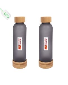 EcoFrost - Frosted Glass Bottle with Bamboo Cap & Base + EcoFrost - Frosted Glass Bottle with Bamboo Cap & Base