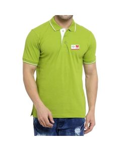 Men’s Solid Polo Neck Cotton Green T-Shirt